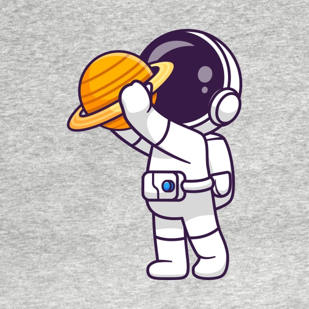 Cute Astronaut Holding Planet Cartoon by Catalyst Labs